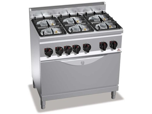 Gasherd mit Gasbackofen, 6 Brennern, Bertos G6F6PW+T,...