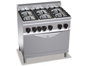 Gasherd mit Gasbackofen, 6 Brennern, Bertos G6F6PW+T,...