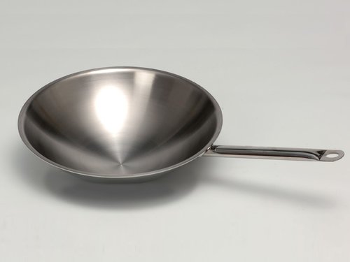 Wok Pfanne fr Induktionsherd Edelstahl  390 mm