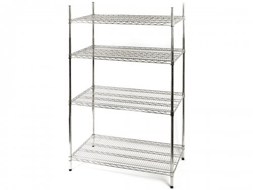 Lagerregal aus verchromten Stahl, BTH 122 x 61 x 180 cm
