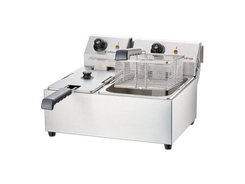 Doppelfritteuse mit 3 + 5 Liter Becken, Auftischgert, BTH 473 x 455 x 290 mm