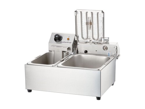 Doppelfritteuse mit 3 + 5 Liter Becken, Auftischgert, BTH 473 x 455 x 290 mm