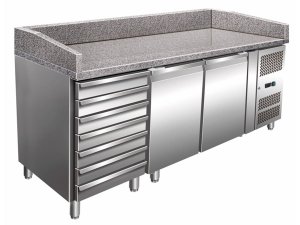 Pizzatisch 2 T�ren, 7 Schubladen, mit...