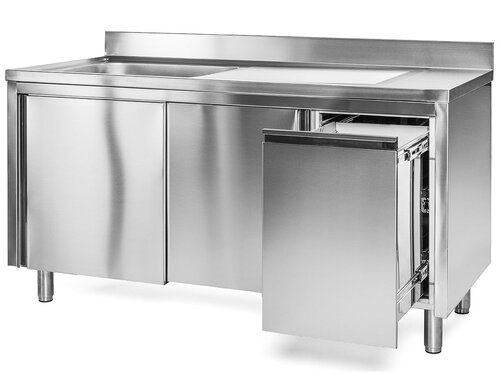 Splschrank, 1 Becken links, mit Abfallbehlter rechts,...