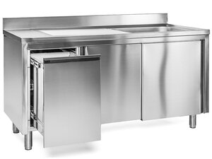 Sp�lschrank, 1 Becken rechts, mit Abfallbeh�lter links,...