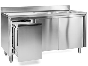 Sp�lschrank, 2 Becken rechts, mit Abfallbeh�lter links,...