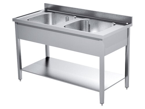 Spltisch mit 2 Becken, Bautiefe 60 cm, mit Grundboden,...