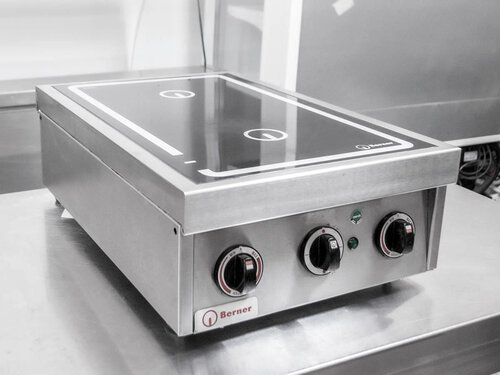 Induktionsherd Berner BI2KTT7 mit 2 Kochstellen, Auftischgert, BTH 400 x 600 x 200 mm