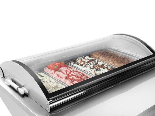 Eisvitrine Bartscher 4x6,5L-R f�r 4 Beh�lter, Inhalt 67 Liter, BTH 805 x 665 x 350 mm