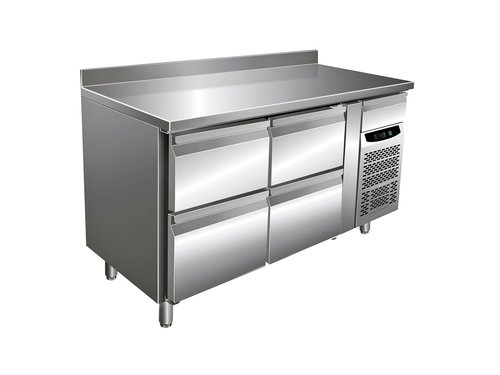 K�hltisch mit 4 Schubladen, Aufkantung 100 mm, 314 Liter, 1360 x 700 x 860 mm