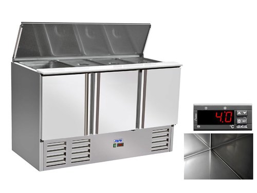 Saladette mit 3 Tren, Teleskop-Schiebedeckel, B1365 x...