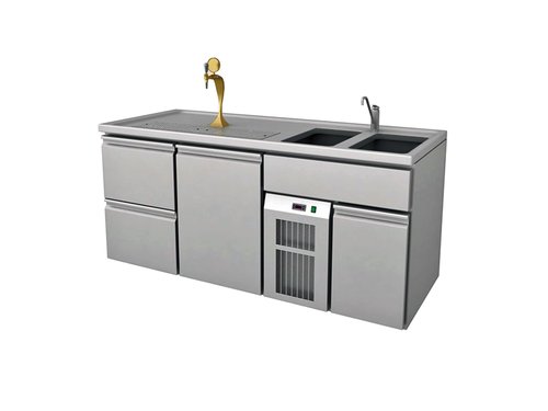 Ausschanktheke Biertheke Edelstahl S1-BR mit 1 Tr 2...