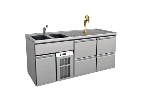 Ausschanktheke Biertheke Edelstahl S2-BL mit 4 Schubladen...