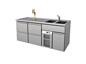 Ausschanktheke Biertheke Edelstahl S2-BR mit 4 Schubladen...