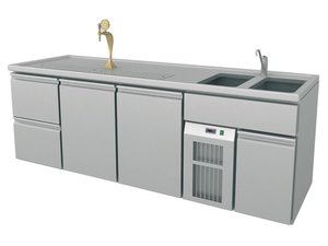 Ausschanktheke, 2500x700x930 mm, Umluftkhlung, 400 W, 2...