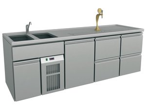 Ausschanktheke, Biertresen, BTH 2500x700x930 mm, 1 T�r, 4...