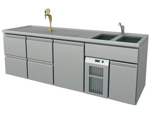 Ausschanktheke, Biertheke, BTH 2500x700x930 mm, 1 T�r, 4...