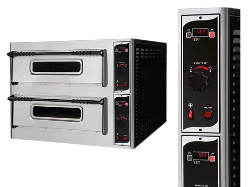 Pizzaofen Profi 66 digital f�r Pizzen 12 x � 32 cm 2 Backkammern 400V