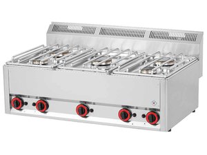 Gasherd 5 Flammen 16,8 kW Tischgert 990 x 600 x 290 mm