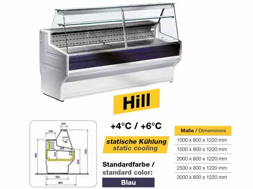 K�hltheke Hill 300 gerades Frontglas 3000 x 800 x 1220 mm