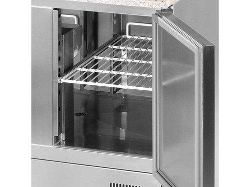 Pizzatisch mit 2 T�ren und Granit Arbeitsplatte, f�r 5 x GN 1/6, Inhalt 285 Liter, BTH 900 x 700 x 1075 mm