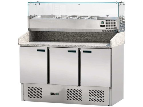 Pizzatisch mit 3 Tren, Khlaufsatz und Granit...