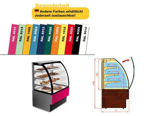 K�hltheke Kuchentheke mit gebogenem Panorama-Glas 900 x 785 x 1400 mm