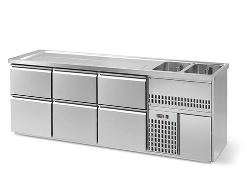 Ausschanktheke LG 250 2 Splbecken rechts 2500 x 700 x...