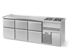 Ausschanktheke LG 250 2 Sp�lbecken rechts 2500 x 700 x...