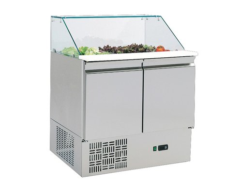 Pizzavorbereitungskhltisch mit Glasaufsatz, 2 Tren...