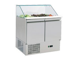 Pizzavorbereitungsk�hltisch mit Glasaufsatz, 2 T�ren...