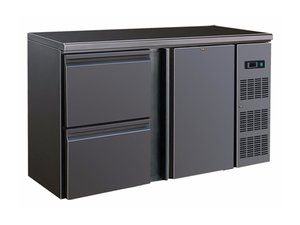 Flaschenk�hltisch, schwarz, 1 T�r 2 Schubladen, Inhalt...