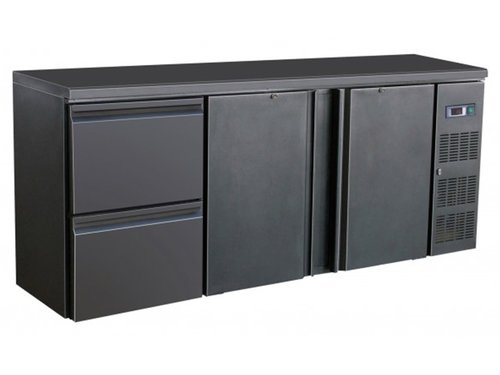 Flaschenkhltisch, schwarz, 2 Tren 2 Schubladen, Inhalt...