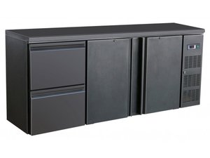 Flaschenkhltisch, schwarz, 2 Tren 2 Schubladen, Inhalt...