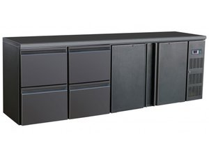 Flaschenkhltisch, schwarz, 2 Tren 4 Schubladen, Inhalt...