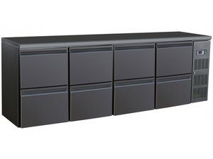 Flaschenk�hltisch, schwarz, 8 Schubladen, Inhalt 698...