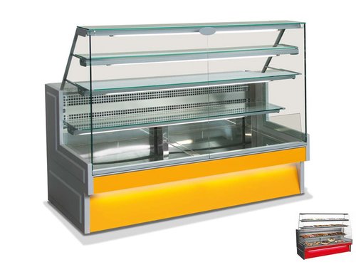 Khltheke mit gebogenem kippbarem Hartglas, 1435 x 876 x...