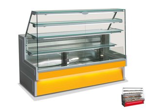 Khltheke mit gebogenem kippbarem Hartglas, 1435 x 876 x...