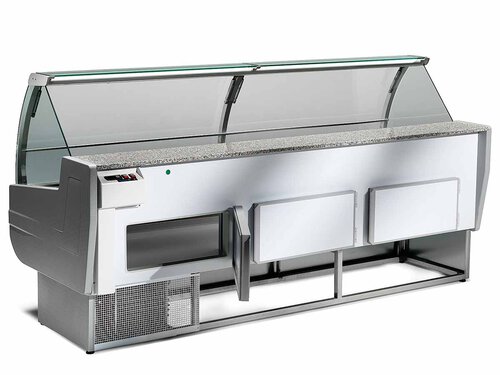 K�hltheke mit Beleuchtung, Umluftk�hlung, Glaszwischenablage, 1040x895x1250 mm