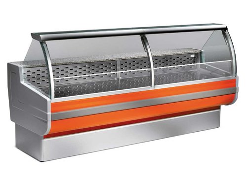 K�hltheke mit gebogenem Frontglas und Beleuchtung, 2000x930x1230mm, 0,405kW, +4�/+6�C