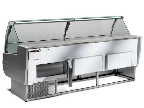 K�hltheke mit gebogenem Frontglas und Beleuchtung, 3000x930x1230mm, Umluftk�hlung