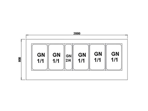 Heie Theke, Warmvitrine, Bain Marie, 2000 x 800 x 1350...