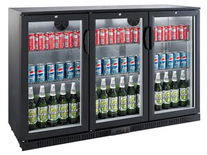 Flaschenkhlschrank mit 3 Glas-Klapptren, schwarz, 1350...