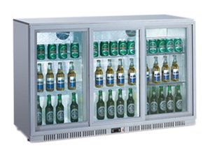 Flaschenk�hlschrank mit 3 Glas-Schiebet�ren, silber, 1350...