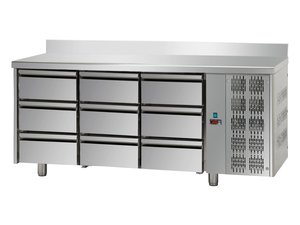 K�hltisch, 9 Schubladen, 1870 x 700 x 850/920 mm, mit...