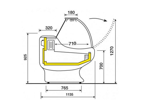 Khlvitrine mit gebogener Frontscheibe, statische...