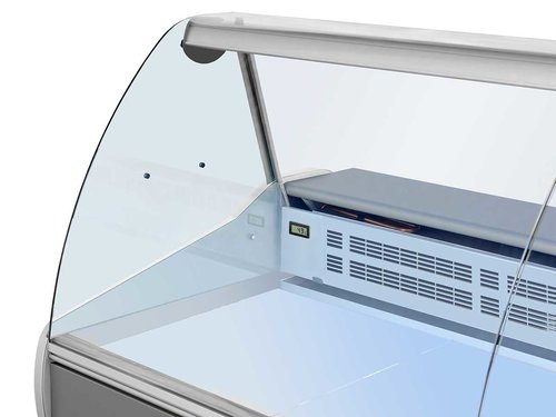 K�hltheke mit gebogenem Hartglas, 120 Liter, 1040 x 900 x 1262 mm