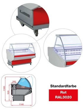 Khltheke mit gebogenen Hartglas und lackierter...