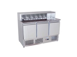 Pizzakhltisch Edelstahl 400 Liter 8x GN 1/6 mit 3 Tren...