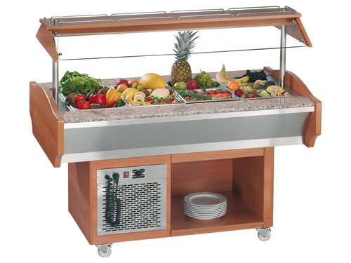 Salatbar Buffettheke Kaltbuffet f�r 4x GN 1/1, rollbar, BTH 152 x 90 x 87 cm